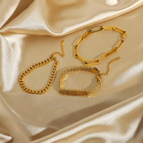 Stainless Steel Chain Bracelets, 304 Stainless Steel, Vacuum Ion Plating, fashion jewelry & for woman, golden 