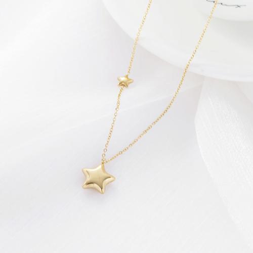 Stainless Steel Jewelry Necklace, 304 Stainless Steel, with 5cm extender chain, Star, Vacuum Ion Plating, fashion jewelry & for woman 15mm cm 