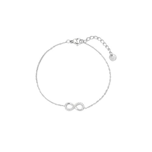 Stainless Steel Charm Bracelet, 304 Stainless Steel, with 3cm extender chain, Number 8, Vacuum Ion Plating, fashion jewelry & micro pave cubic zirconia & for woman .5 cm 