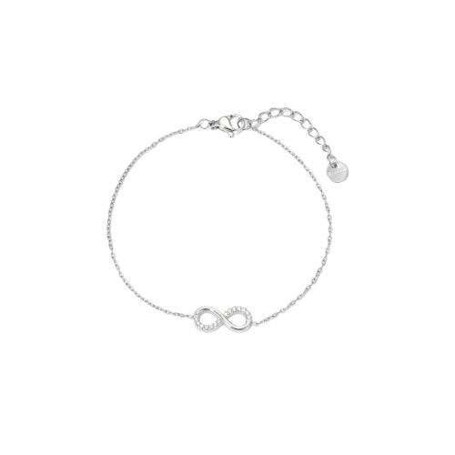 Acero inoxidable Pulsera con dijes, acero inoxidable 304, con 3cm extender cadena, Número 8, Recubrimiento iónico al vacío, Joyería & micro arcilla de zirconia cúbica & para mujer, más colores para la opción, longitud:16.5 cm, Vendido por UD