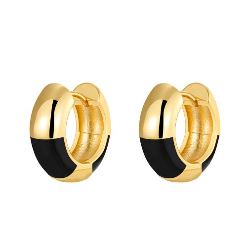 Brass Huggie Hoop Earring, plated, fashion jewelry & for woman & enamel 