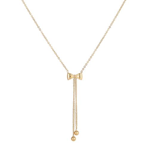 Edelstahl Schmuck Halskette, 304 Edelstahl, Schleife, Vakuum-Ionen-Beschichtung, Modeschmuck & für Frau, keine, Länge:ca. 45 cm, verkauft von PC
