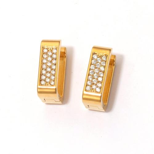 Stainless Steel Leverback Earring, 304 Stainless Steel, Vacuum Ion Plating, fashion jewelry & micro pave cubic zirconia & for woman 