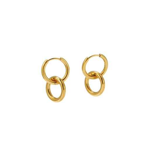 Mens acier inoxydable Hoop boucles d'oreilles, Acier inoxydable 304, beignet, Placage ionique sous vide, bijoux de mode & pour femme, plus de couleurs à choisir, 22mm, Vendu par paire