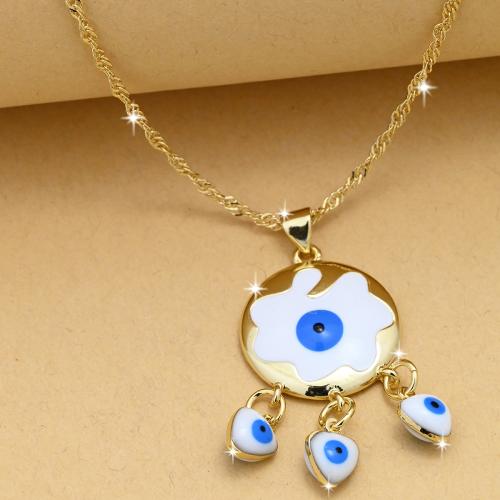 Evil Eye Jewelry Necklace, Brass, gold color plated, fashion jewelry & Unisex & enamel, mixed colors Approx 44 cm 