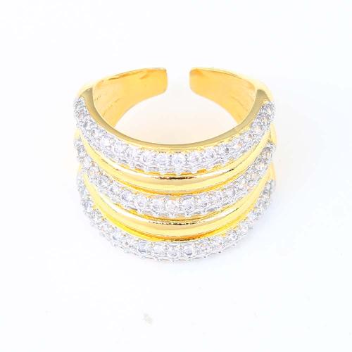 Zircon pavent l'anneau en laiton de doigt, Placage de couleur d'or, pavé de micro zircon & pour femme, rouge Vendu par PC