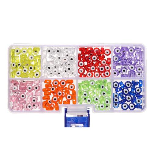 Acryl Evil Eye Perlen, rund, DIY & Emaille, gemischte Farben, 4x7mm, verkauft von Box