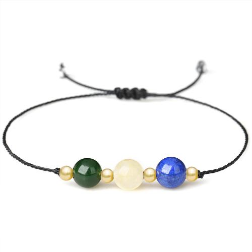 Gemstone Bracelets, Jasper Stone, with Cotton Thread & Lapis Lazuli & Brass, handmade, fashion jewelry & Unisex cm 