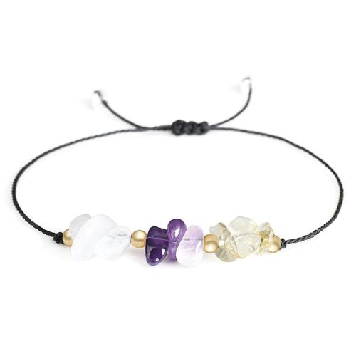 Quartz Bracelets, Level B Amethyst, with Cotton Thread & Clear Quartz, handmade, fashion jewelry & Unisex cm [