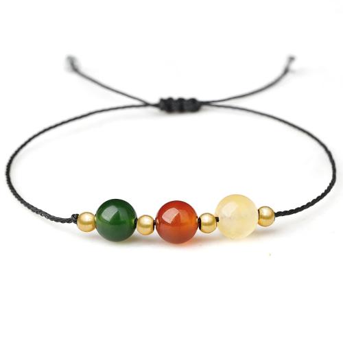 Bracelets en pierres précieuses, agate rouge, avec Fil de coton & perles de citrine, fait à la main, bijoux de mode & unisexe & styles différents pour le choix Environ 26 cm, Vendu par PC