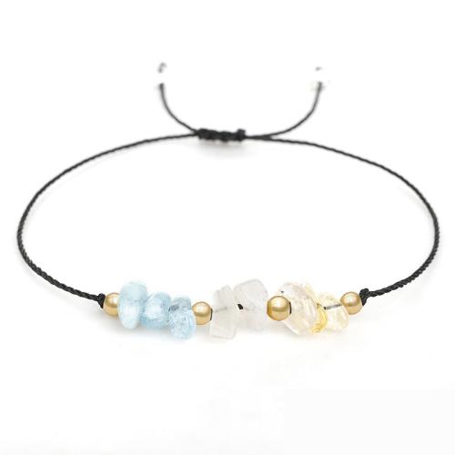 Gemstone Bracelets, Aquamarine, with Cotton Thread & Citrine, handmade, fashion jewelry & Unisex Approx 26 cm 