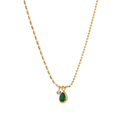 Titanium Steel Jewelry Necklace, fashion jewelry & for woman & with rhinestone 
