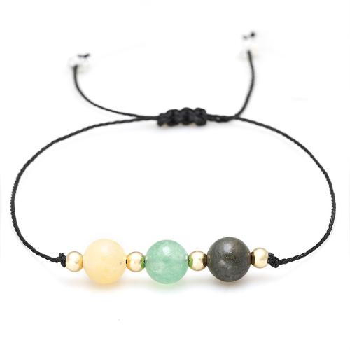 Gemstone Bracelets, Ores, with Cotton Thread & Green Aventurine, handmade, fashion jewelry & Unisex Approx 26 cm 