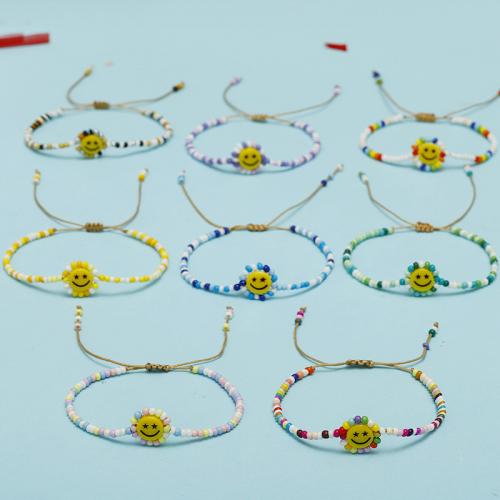 Glass Seed Beads Bracelets, Acrylic, with Cotton Thread & Seedbead, handmade, fashion jewelry & for woman Approx 16-26 cm [
