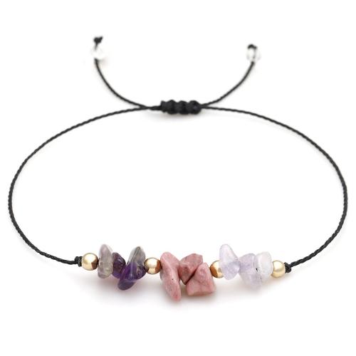 Quartz Bracelets, Rose Quartz, with Cotton Thread & Amethyst, handmade, fashion jewelry & Unisex Approx 26 cm [