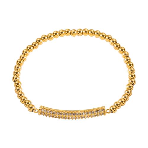 Titan Edelstahl Armband / Armreif, Titanstahl, mit Kunststoff Perlen, Modeschmuck & unisex & verschiedene Stile für Wahl, Goldfarbe, verkauft von PC