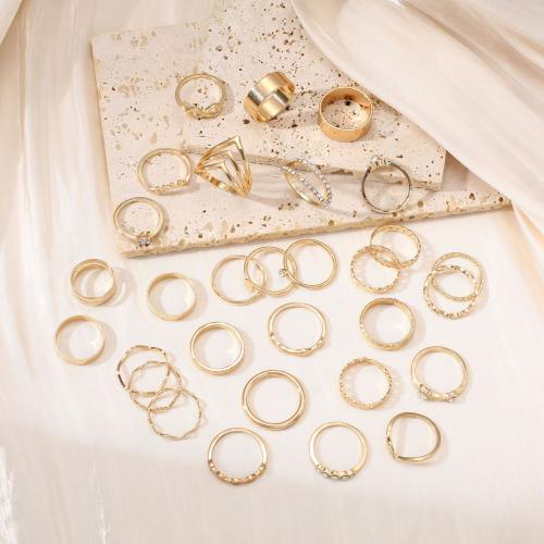 Zinc Alloy Ring Set, 30 pcs & fashion jewelry & Unisex, gold [