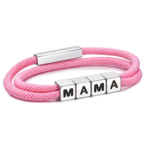 Nylon Cord Bracelets, 304 Stainless Steel, with Milan Cord, plated & for woman & enamel 