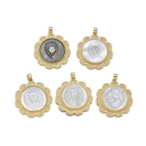 Cubique Pendentif en laiton zircon pavent, avec coquille noire & coquille blanche, Placage, DIY & styles différents pour le choix & pavé de micro zircon, plus de couleurs à choisir, Vendu par PC