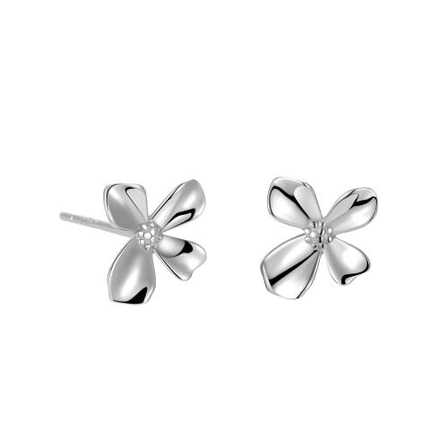 Sterling Silver Stud Earring, 925 Sterling Silver, petals, for woman 8mm 