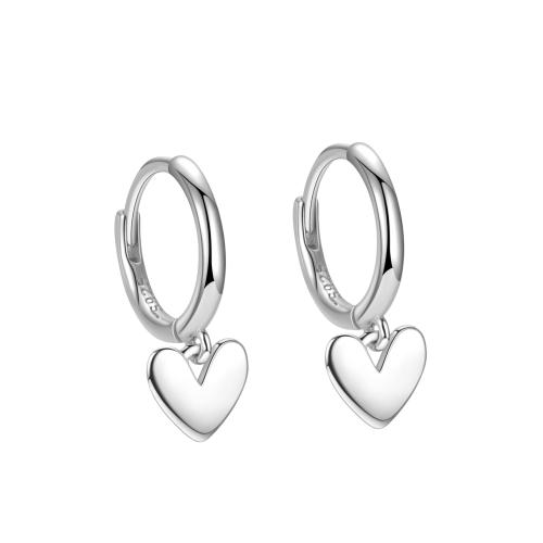 Huggie Hoop Drop Earring, 925 Sterling Silver, Heart, for woman 