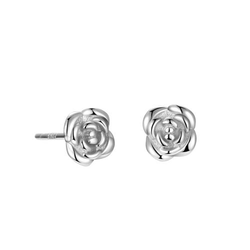 Sterling Silver Stud Earring, 925 Sterling Silver, Rose, for woman 5mm 