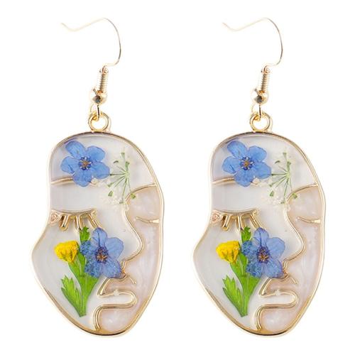Fashion Create Jewelry Earring, Zinc Alloy, with Dried Flower, plated & for woman & epoxy gel, golden 