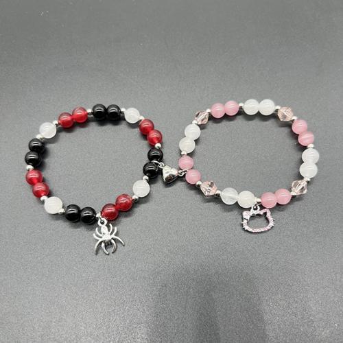 Zinc Alloy Couple Bracelet, with Glass, 2 pieces & Unisex, mixed colors cm [