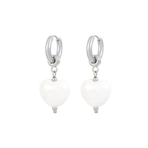 Porcelain Jewelry Earring, 304 Stainless Steel, with Porcelain, for woman, silver color, Earring size ceramic heart size 