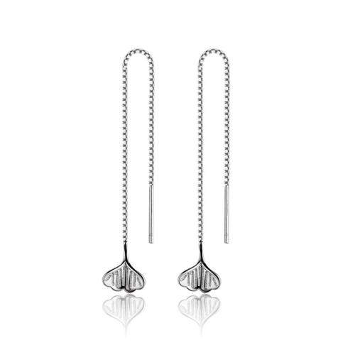 Brass Drop Earring, plated, for woman, platinum color, 110mm 