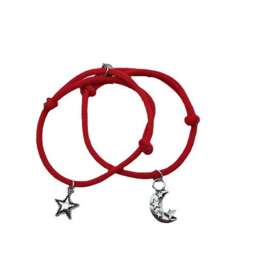 Fashion Zinc Alloy Bracelets, with Magnet & Spandex, 2 pieces & Adjustable & Unisex Approx 14-20 cm 