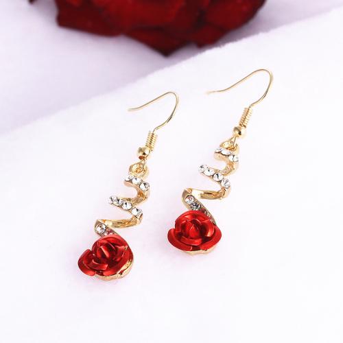 Zinc Alloy Drop Earring, plated, micro pave cubic zirconia & for woman, golden [