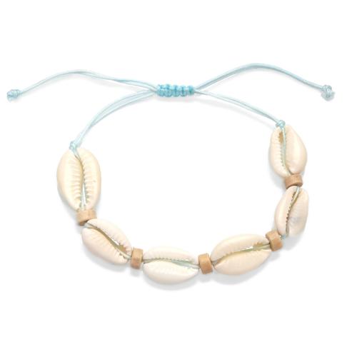 Fashion Jewelry Anklet, Shell, with Knot Cord & Wood, for woman [