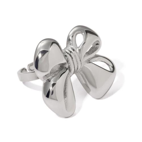 Stainless Steel Finger Ring, 304 Stainless Steel, Bowknot, fashion jewelry & for woman, original color 