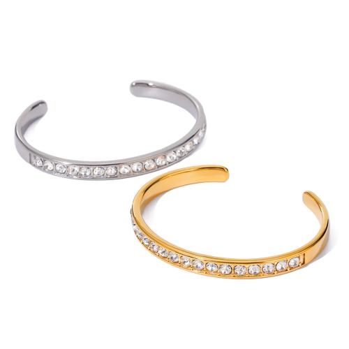 Bracelet en acier inoxydable, Acier inoxydable 304, Placage ionique sous vide, bijoux de mode & pour femme & avec strass, plus de couleurs à choisir, Diamètre inté Environ 61mm, Vendu par PC