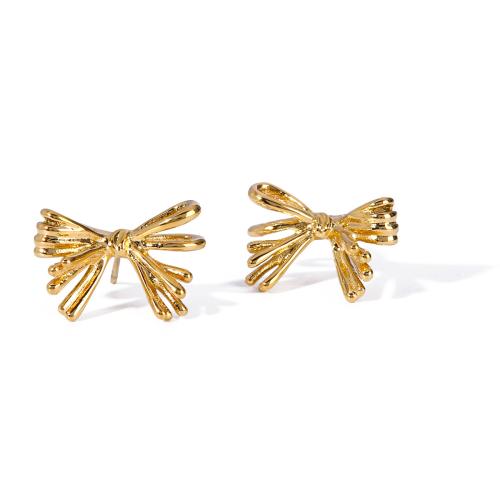 Stainless Steel Stud Earring, 304 Stainless Steel, Bowknot, Vacuum Ion Plating, fashion jewelry & for woman, golden 