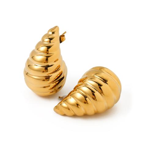 Edelstahl Stud Ohrring, 304 Edelstahl, 18K vergoldet, Modeschmuck & für Frau, goldfarben, 32.7x20.2mm, verkauft von Paar