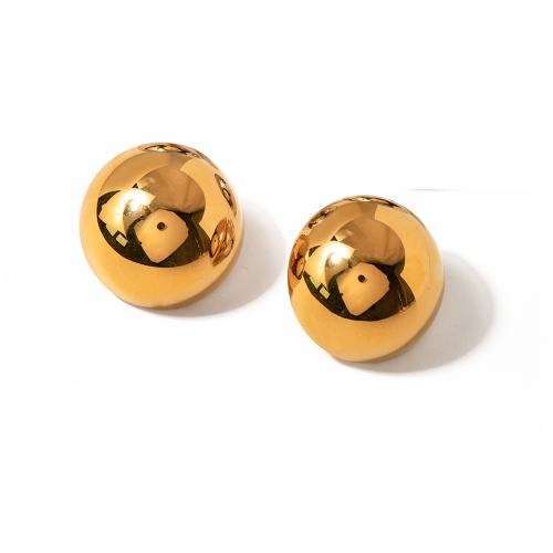 Stainless Steel Clip Earrings, 304 Stainless Steel, 18K gold plated, fashion jewelry & for woman, golden, 25mm 