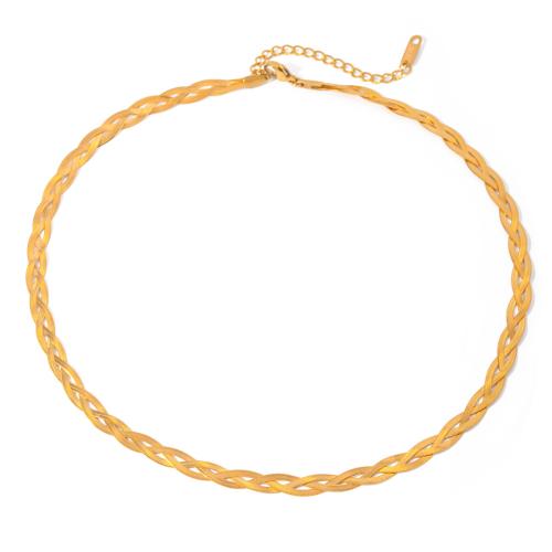 Halskette, 304 Edelstahl, mit Verlängerungskettchen von 5cm, 18K vergoldet, Modeschmuck & für Frau, goldfarben, Länge:ca. 40 cm, verkauft von PC