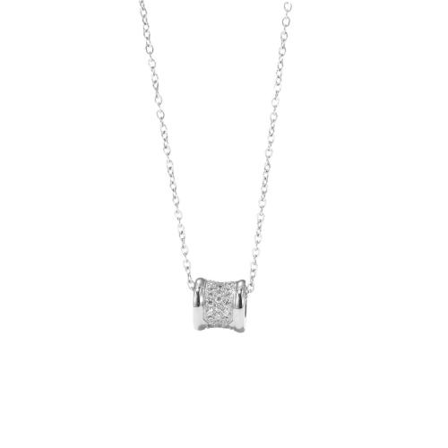 Cubic Zirconia Stainless Steel Necklace, 304 Stainless Steel, with 5cm extender chain, Column, Vacuum Ion Plating, fashion jewelry & micro pave cubic zirconia & for woman cm 