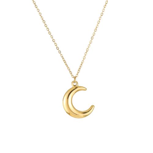 Stainless Steel Jewelry Necklace, 304 Stainless Steel, with 5cm extender chain, Moon, Vacuum Ion Plating, fashion jewelry & for woman Approx 40 cm 