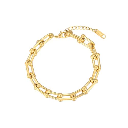 Stainless Steel Chain Bracelets, 304 Stainless Steel, with 3cm extender chain, Vacuum Ion Plating, fashion jewelry & for woman, golden Approx 16.5 cm 
