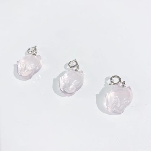 Pendentifs quartz naturel, quartz rose, avec laiton, renard, DIY, rose Vendu par PC