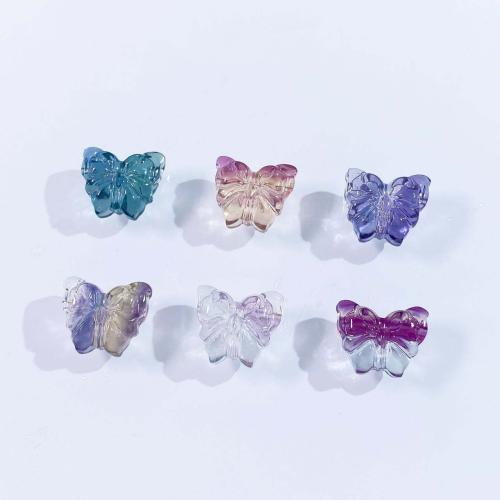 Fluorit Perlen, Schmetterling, DIY, Zufällige Farbe, 14x16mm, verkauft von PC