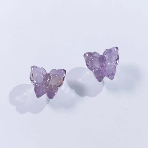 Natural Amethyst Beads, Butterfly, DIY, purple 