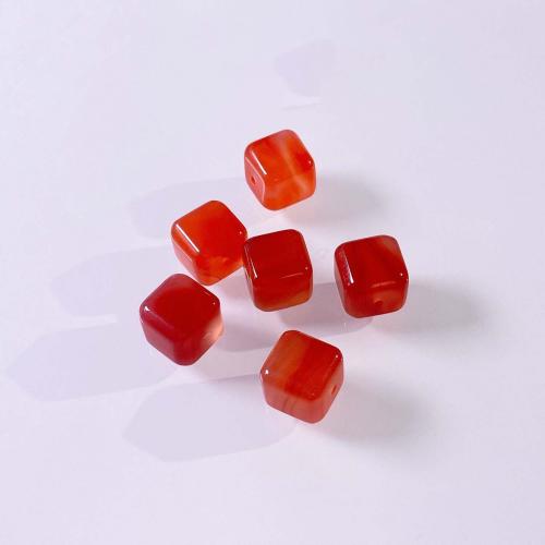 Agate Beads, Square, DIY, red, 10mm 