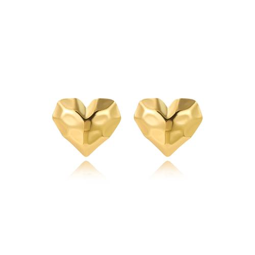 Edelstahl Stud Ohrring, 304 Edelstahl, Herz, plattiert, für Frau, goldfarben, verkauft von Paar
