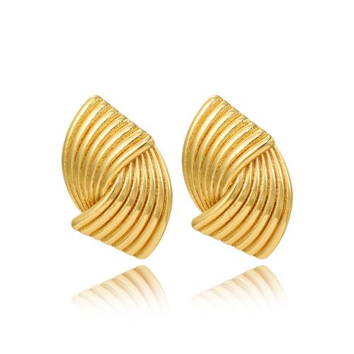 Stainless Steel Stud Earring, 304 Stainless Steel, plated, for woman, golden 