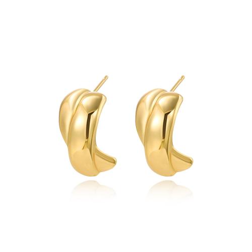 Edelstahl Stud Ohrring, 304 Edelstahl, plattiert, für Frau, goldfarben, verkauft von Paar