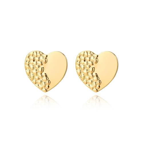 Pendientes de acero Titanium, Partículas de acero, Corazón, chapado, para mujer, dorado, Vendido por Par